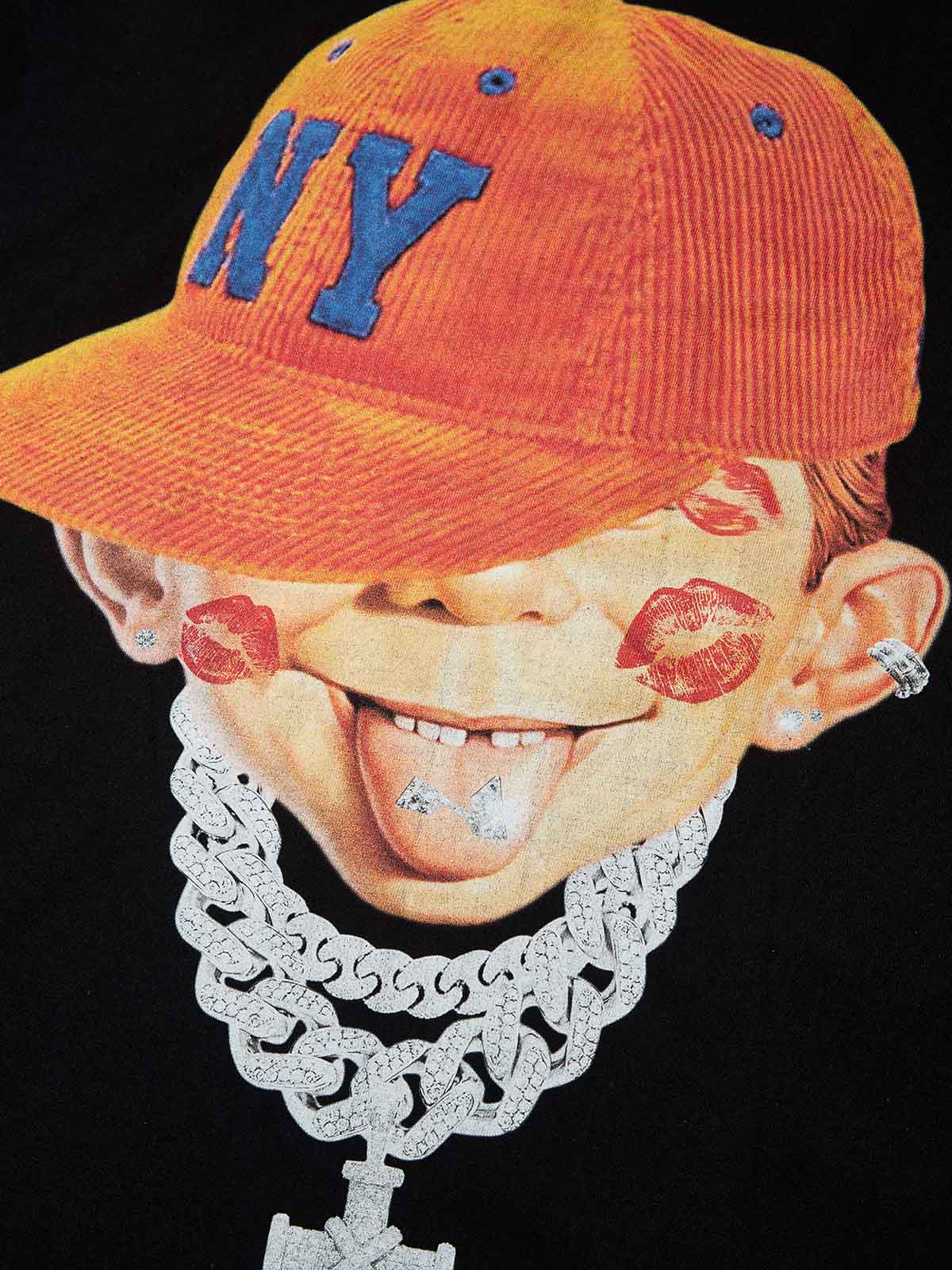 Neuman Boy Peaked Cap & Diamond Necklace Print T-Shirt