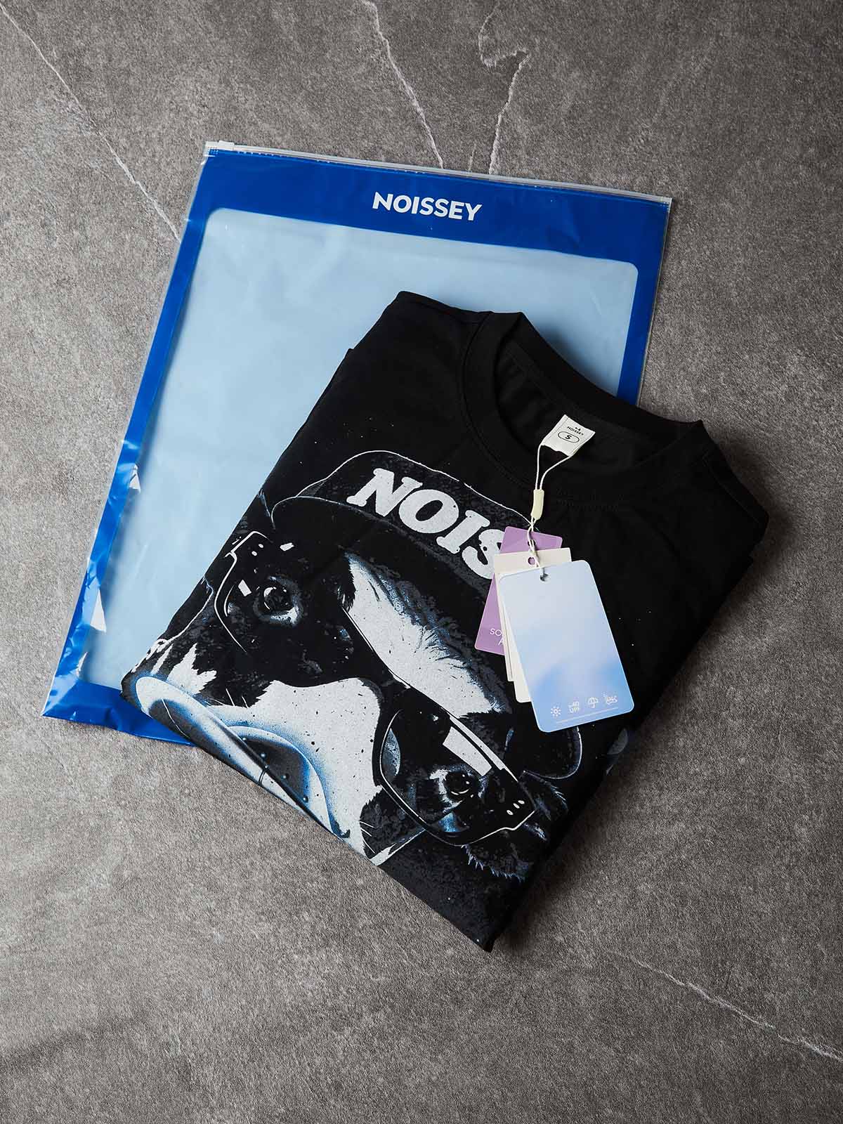 NOISSEY "Take Me Away" Alien Cow UFO Parody Black Fake Two-Piece Long-Sleeve Tee