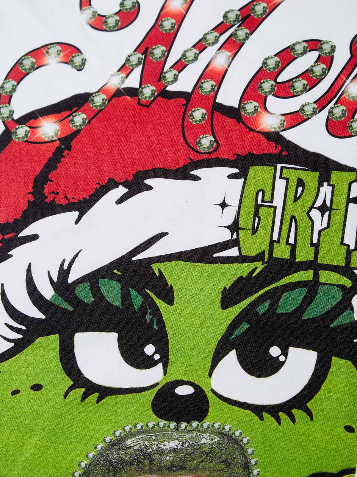 Christmas Green Monster Print T-shirt