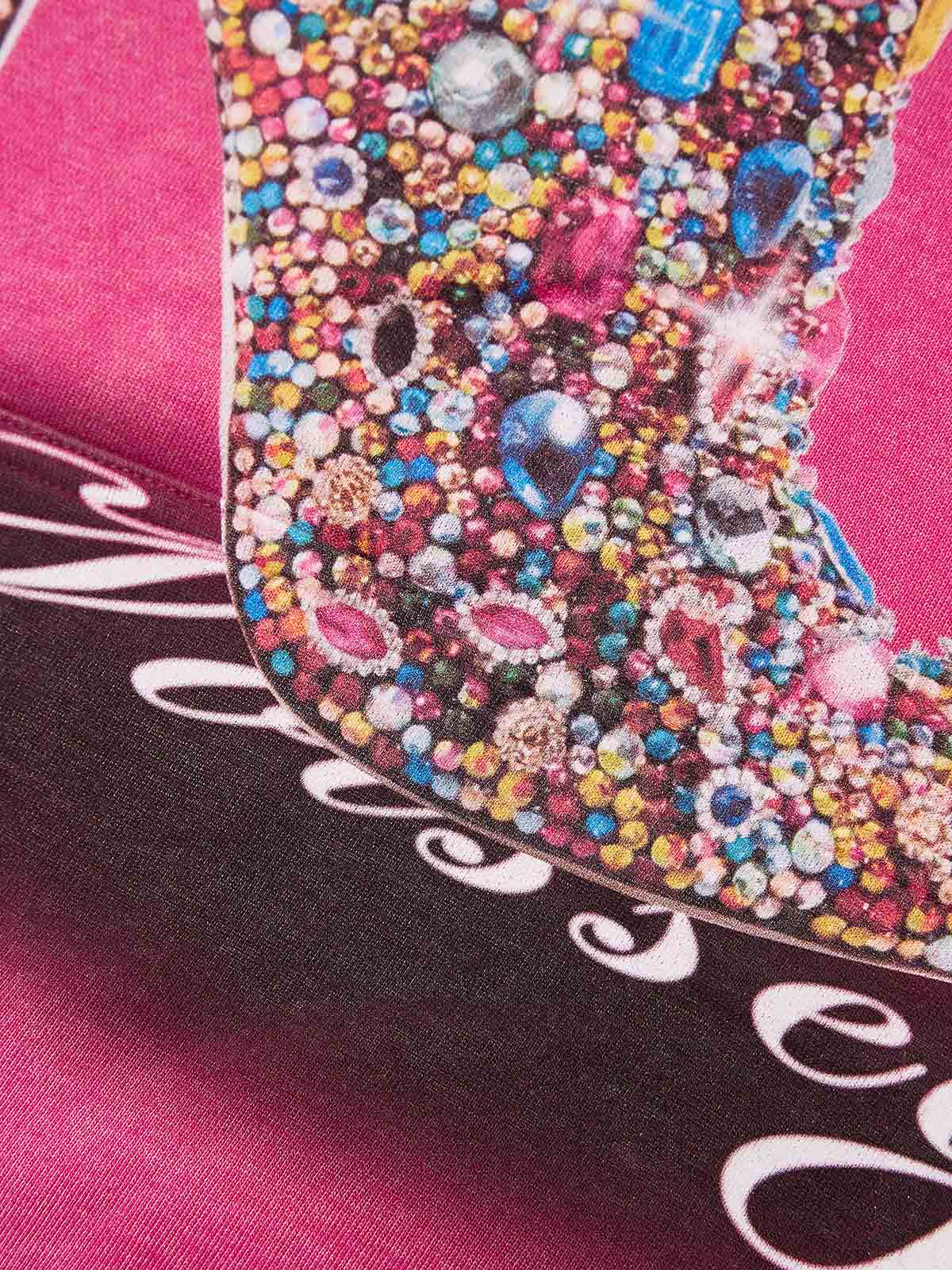 Gorgeous colorful diamond boots pink washed printed 350g hoodie