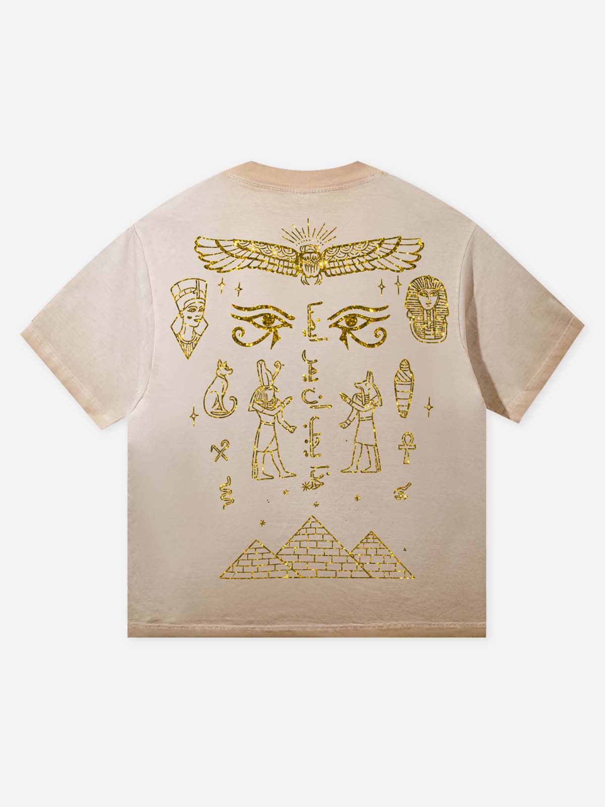 NOISSEY "Horus Gold" Pharaoh Graphic Tee - Vintage Washed Sand