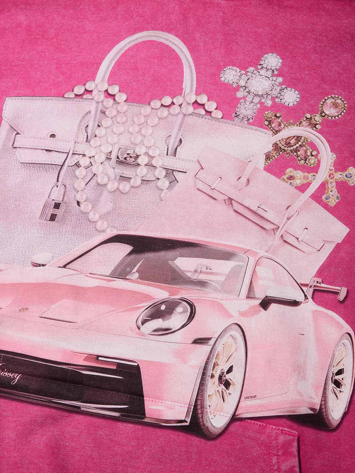 High Quality Pink Luxury Car Print 425g Hoodie