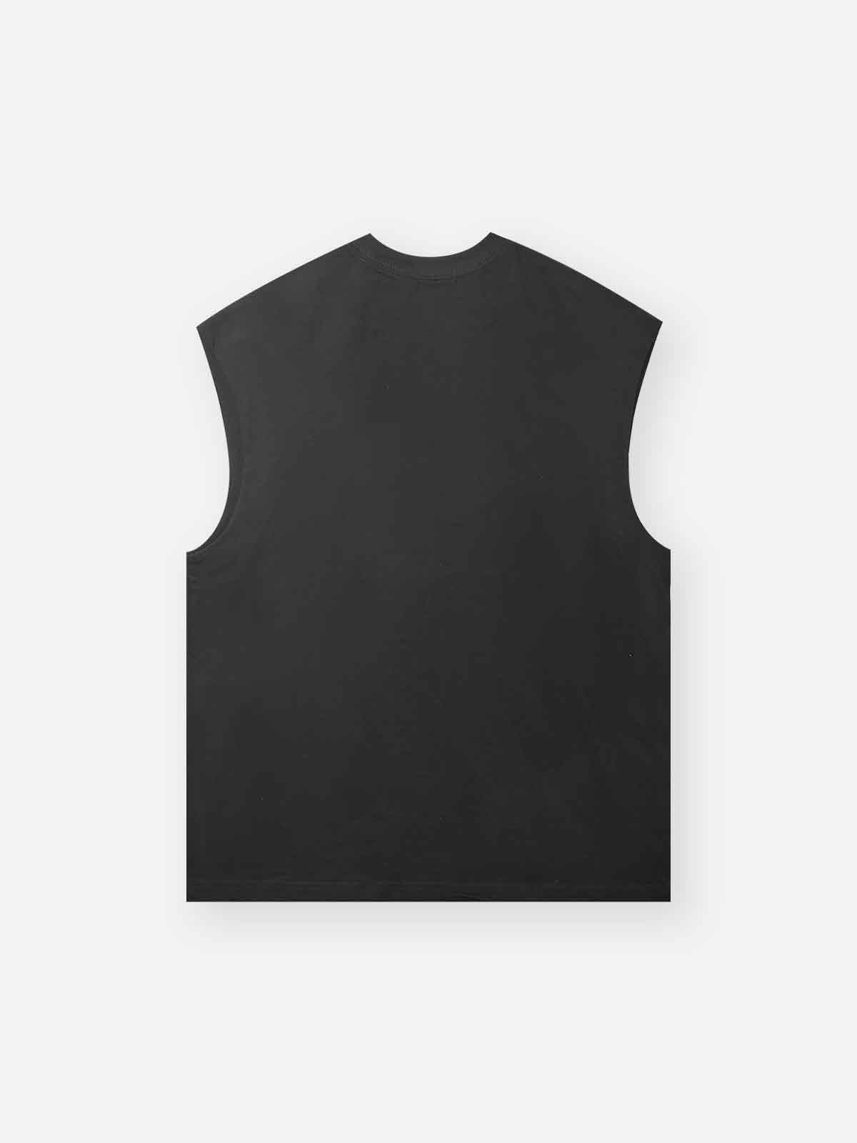 NOISSEY Metallic Bandage Cross Graphic Vest - Jet Black