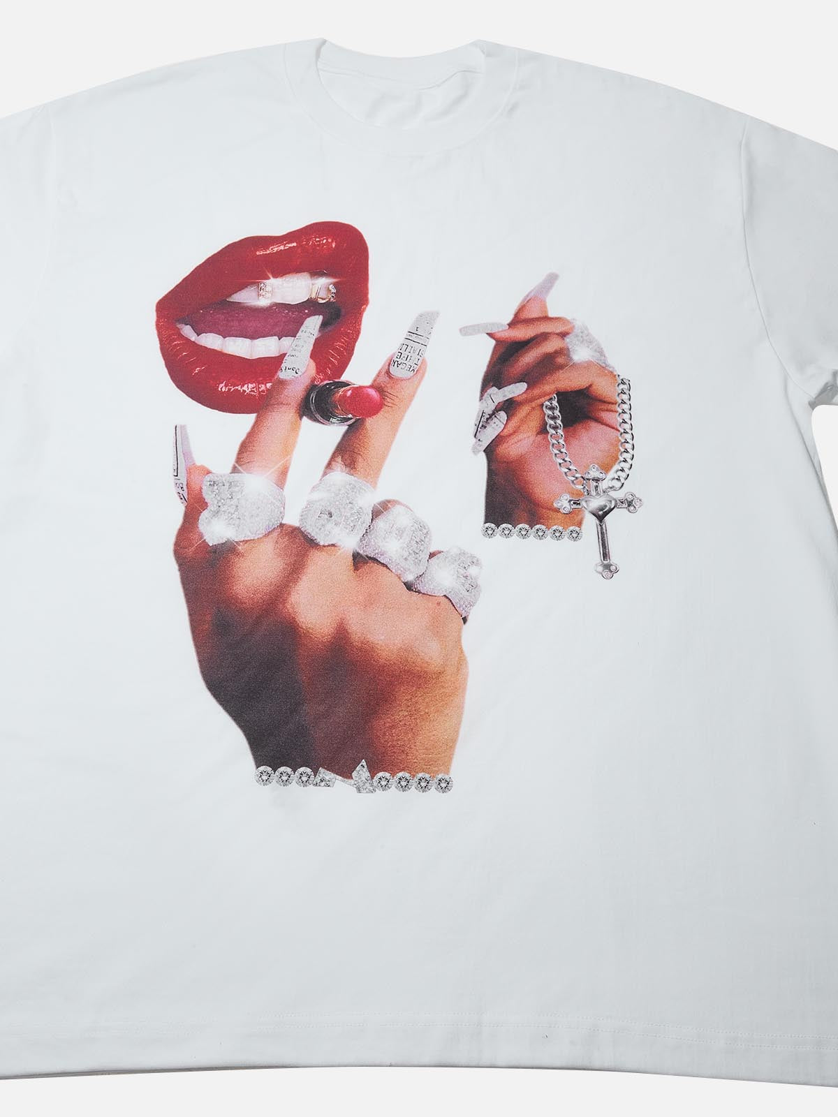 Smoke a lipstick print T-shirt T-shirt