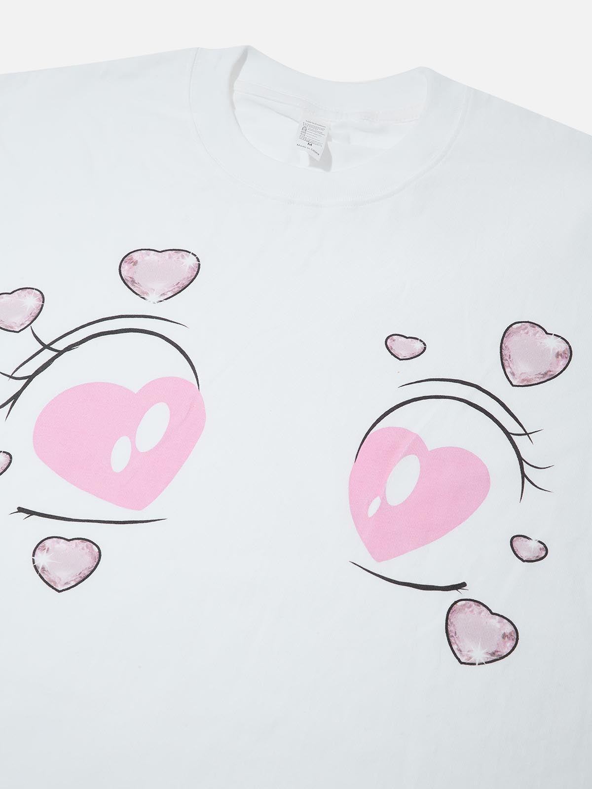 Comic Pink Starry Eyes Graphic T-shirt