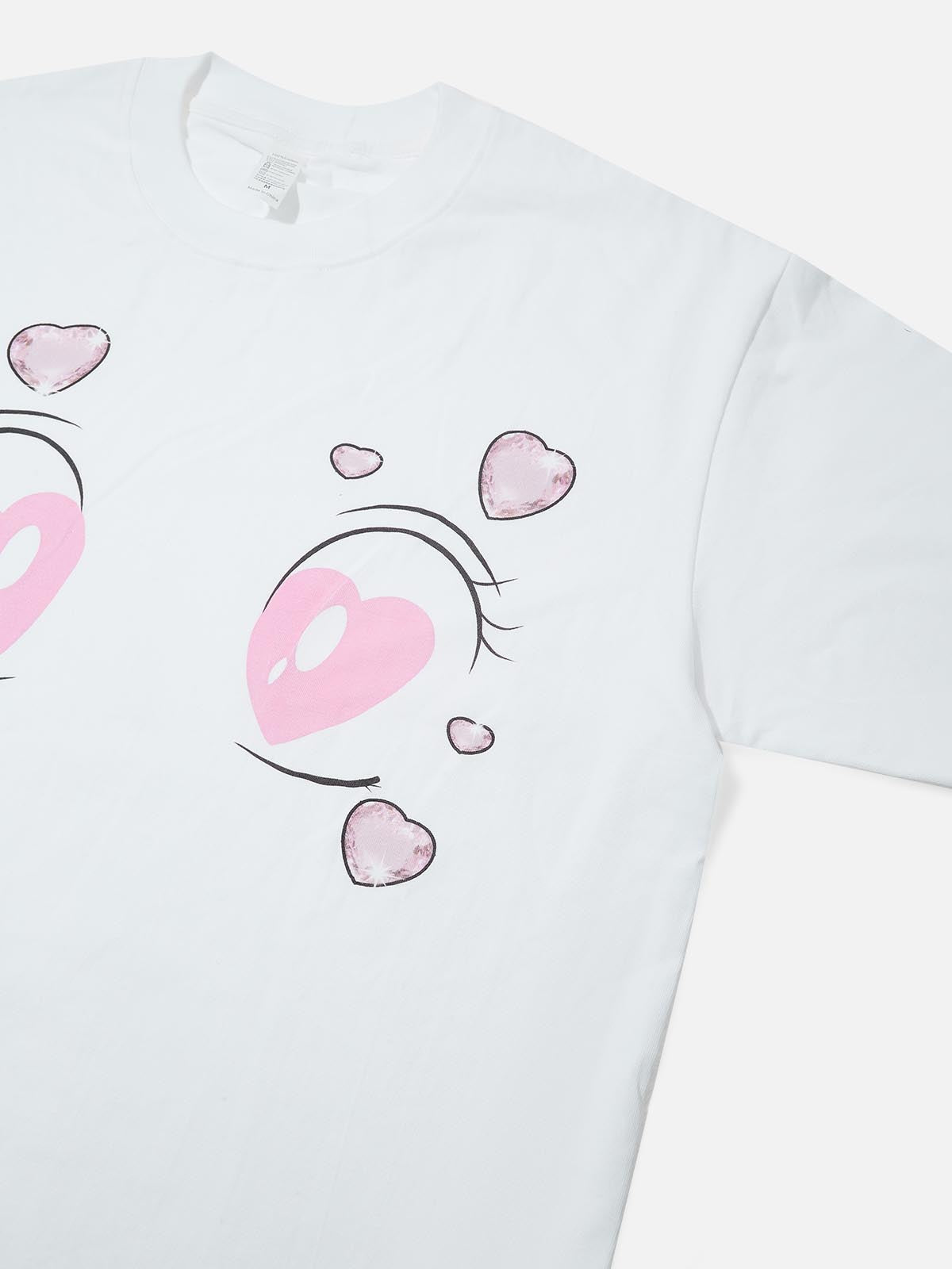 Comic Pink Starry Eyes Graphic T-shirt