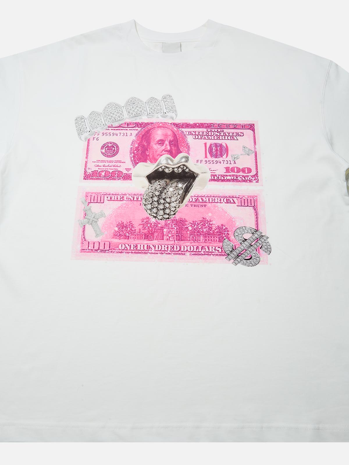 High-Quality Pink Diamond Money Print 310g T-shirt