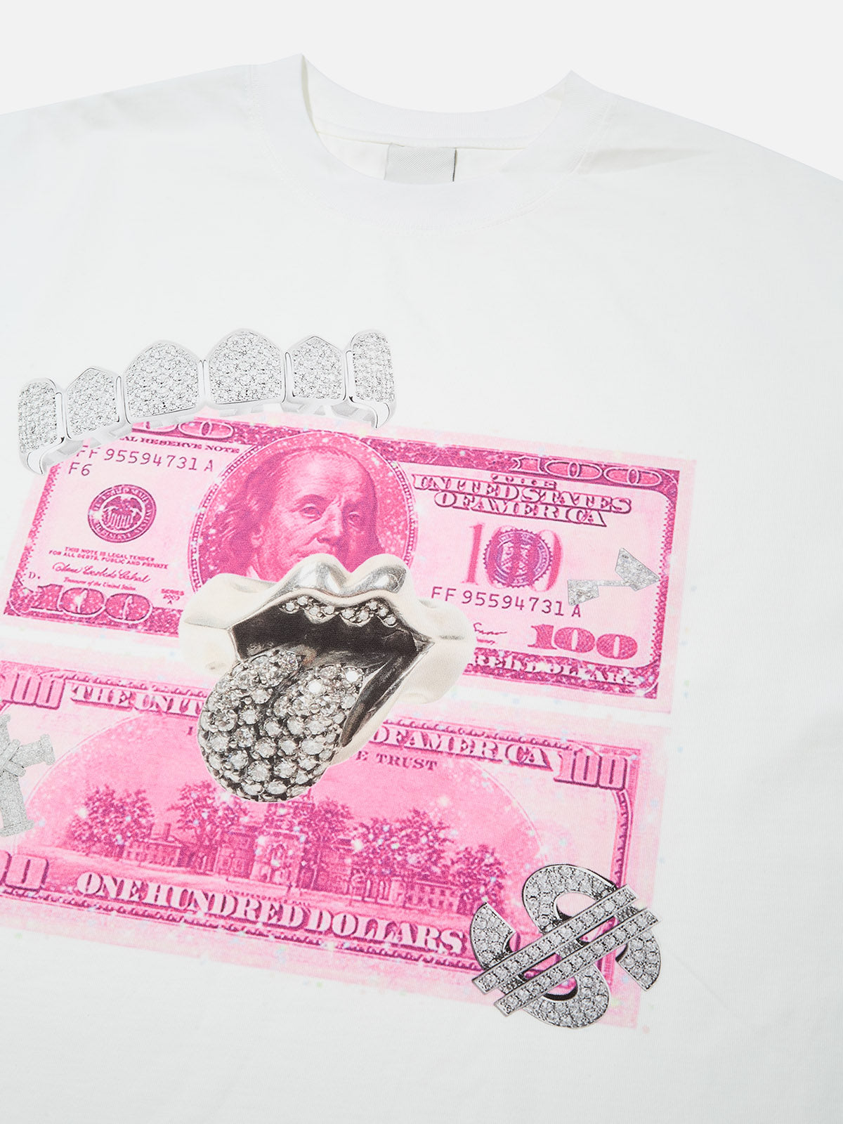 High-Quality Pink Diamond Money Print 310g T-shirt