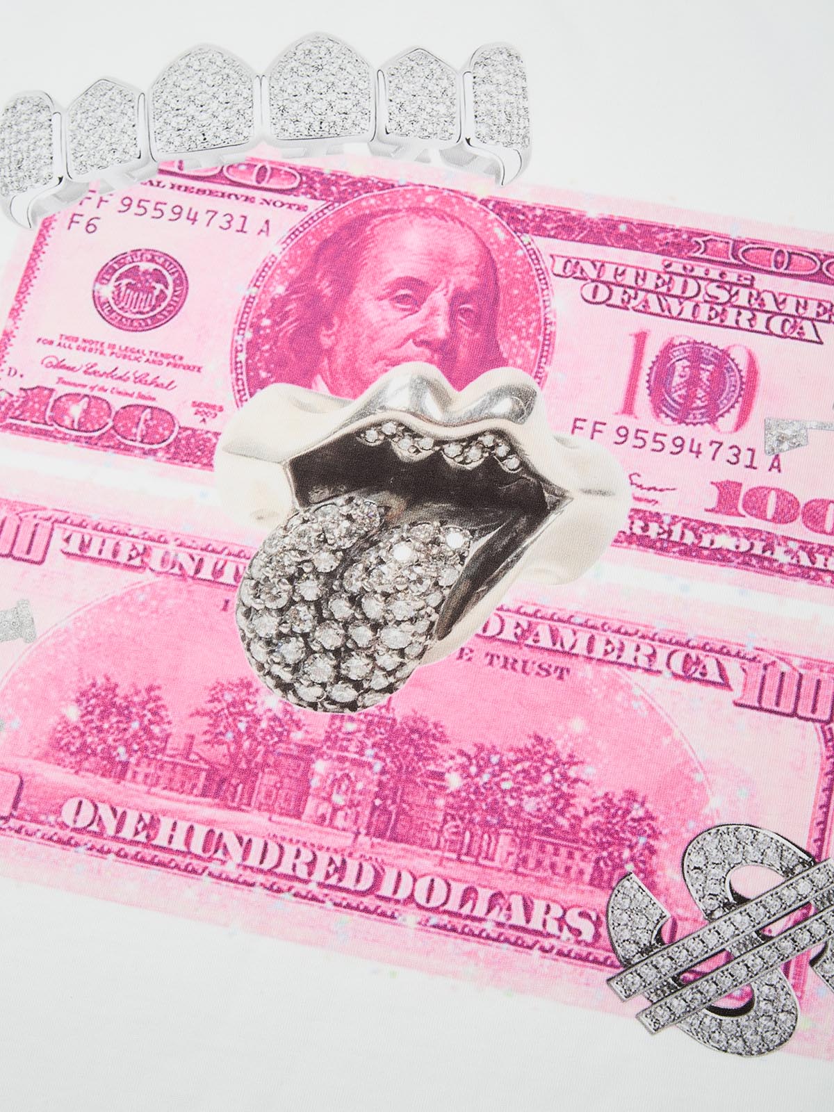 High-Quality Pink Diamond Money Print 310g T-shirt