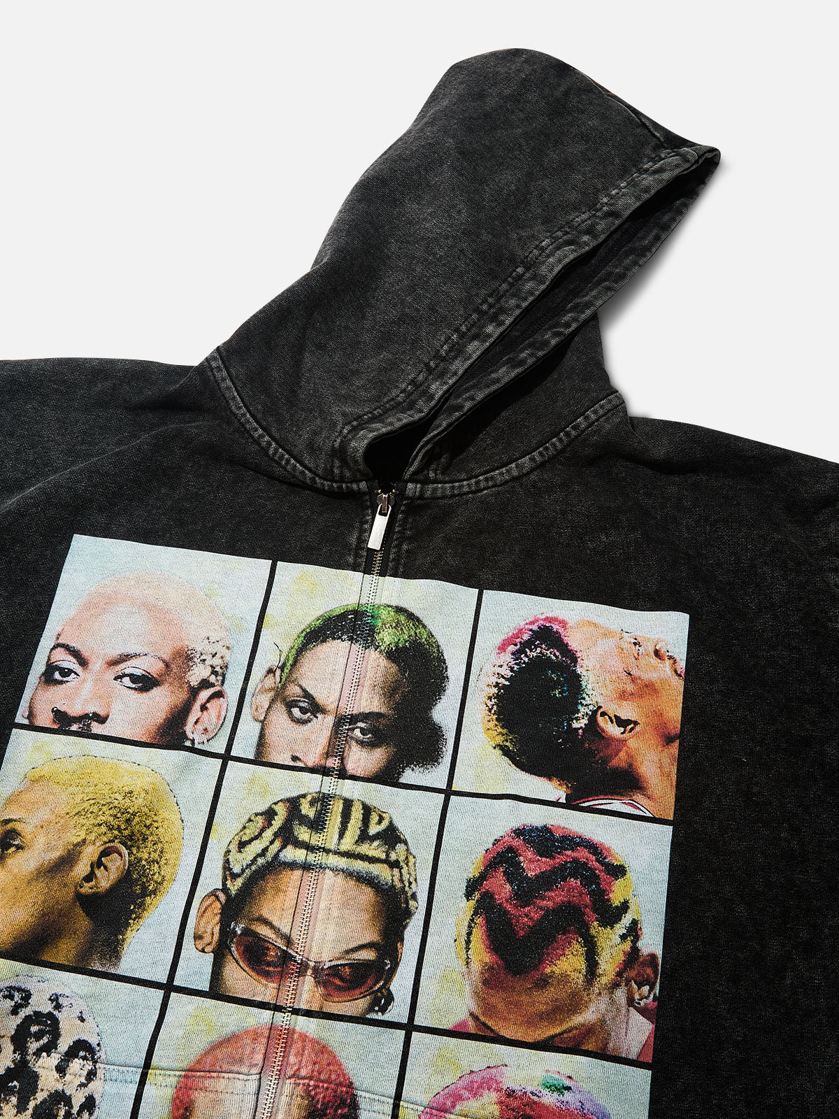 Rodman's Multicolored Hair-Inspired Patchwork 350g Zipper Hoodie