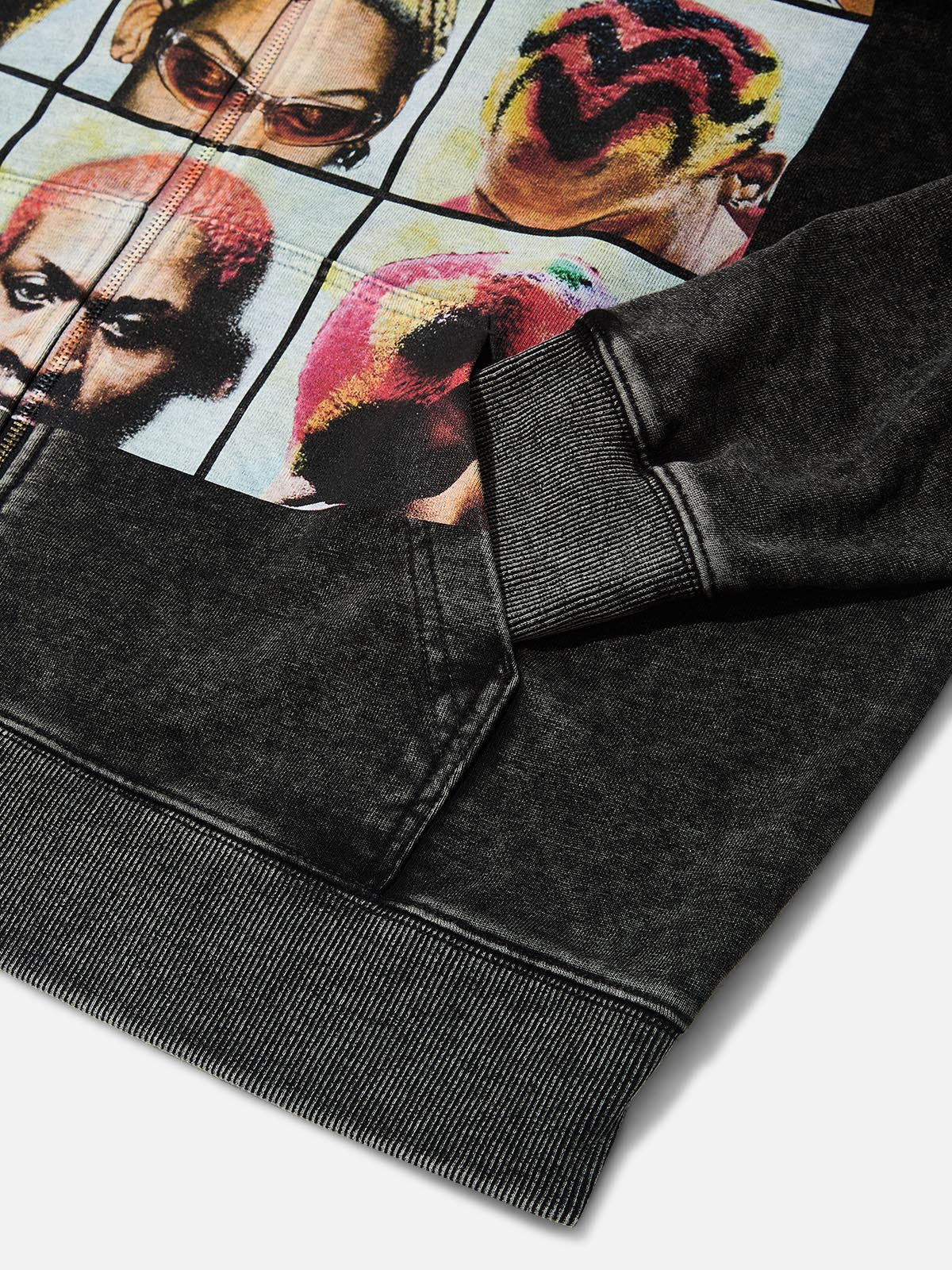 Rodman's Multicolored Hair-Inspired Patchwork 350g Zipper Hoodie