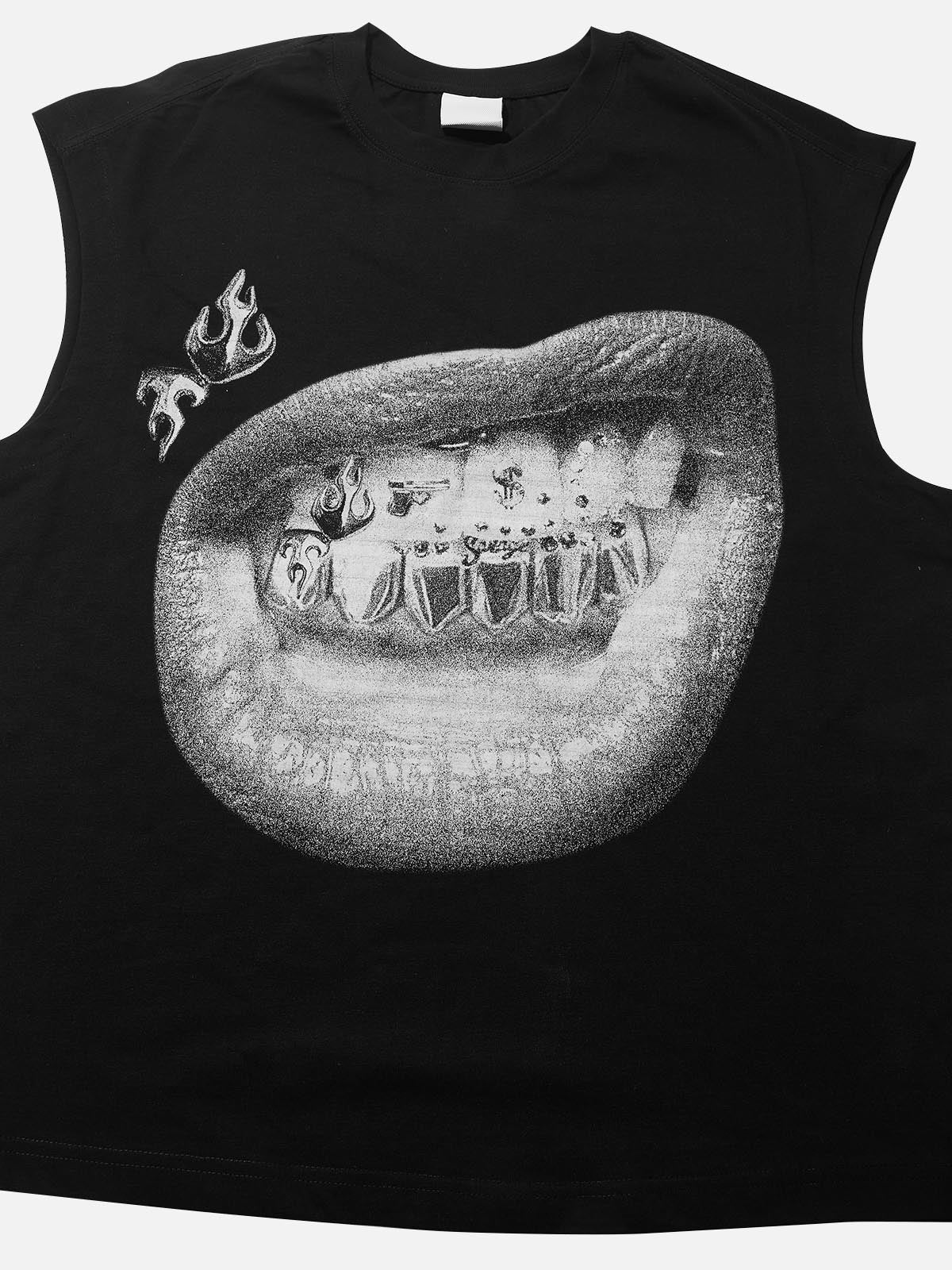 Personalized Lip and Tooth Patch White Print Tank top