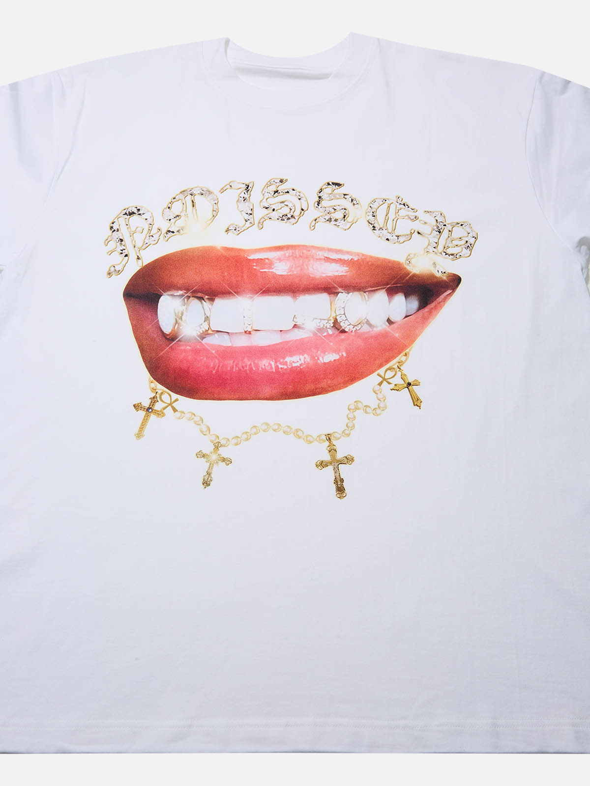 Cross Shiny Lip Print T-shirt