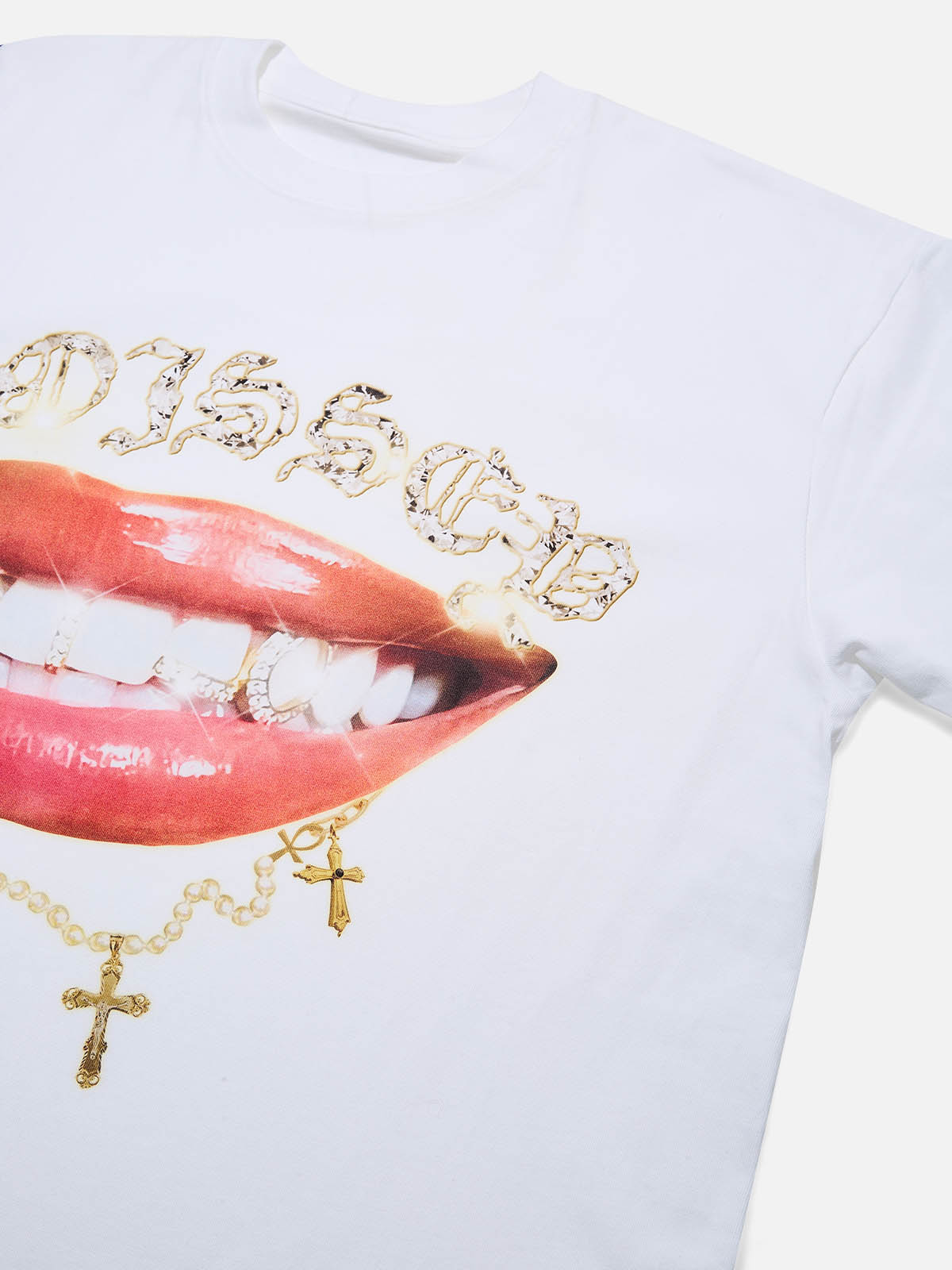 Cross Shiny Lip Print T-shirt