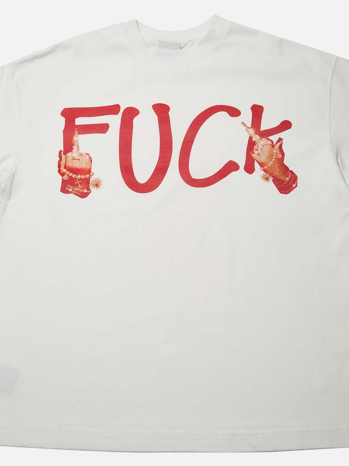 High-Quality FUCK-Slogan Print 310g T-shirt