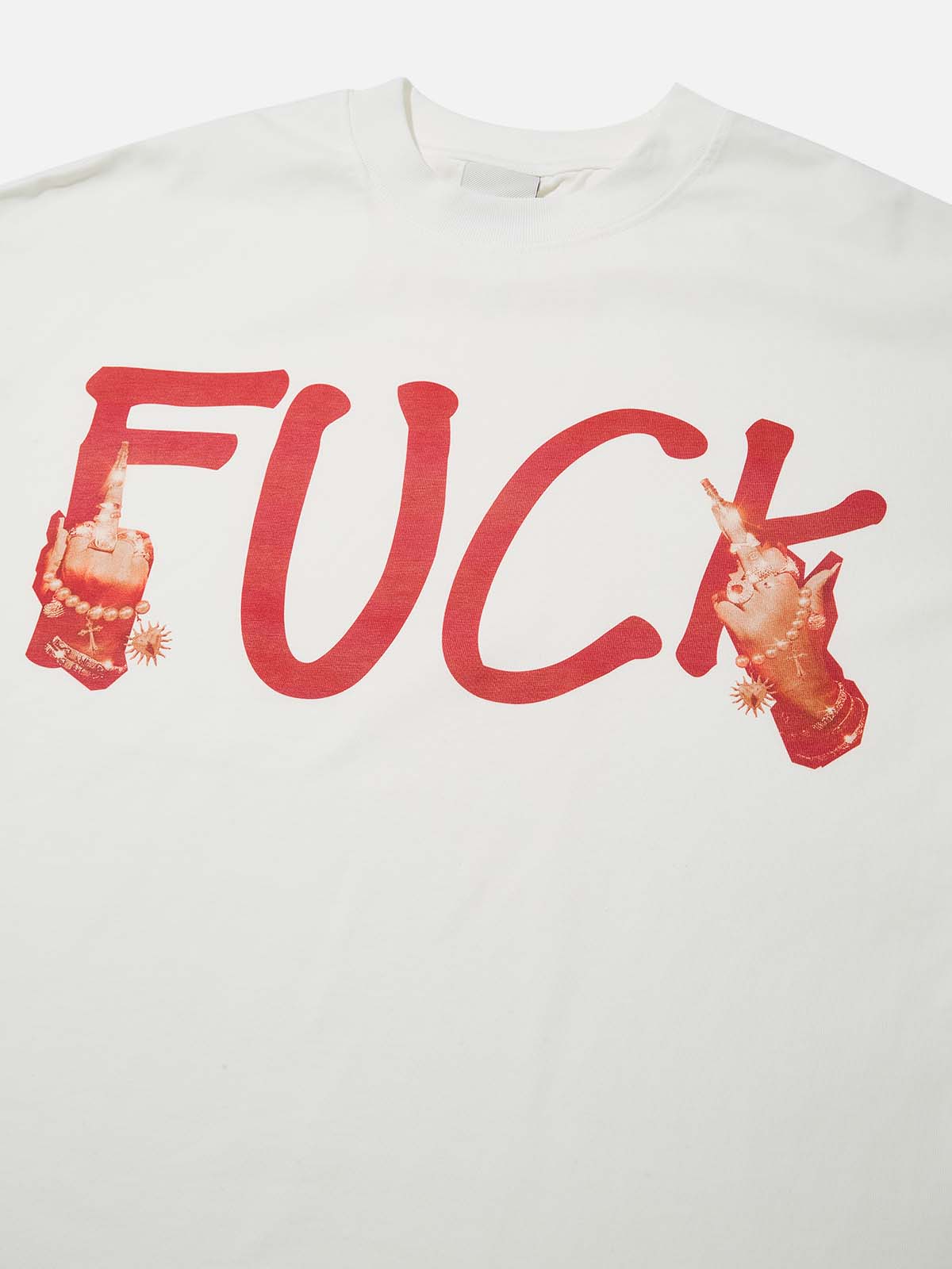 High-Quality FUCK-Slogan Print 310g T-shirt