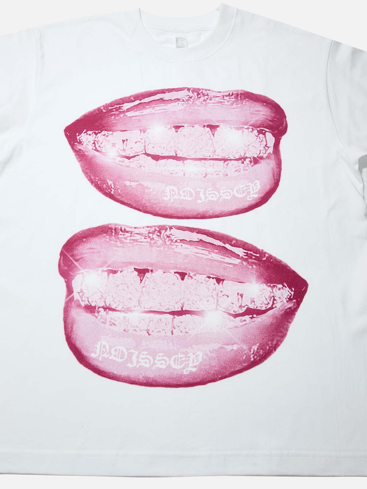 Purple Monochrome Vintage Lips Print T-shirt