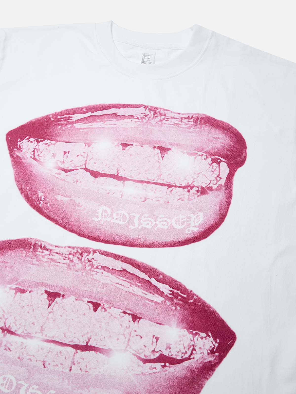 Purple Monochrome Vintage Lips Print T-shirt