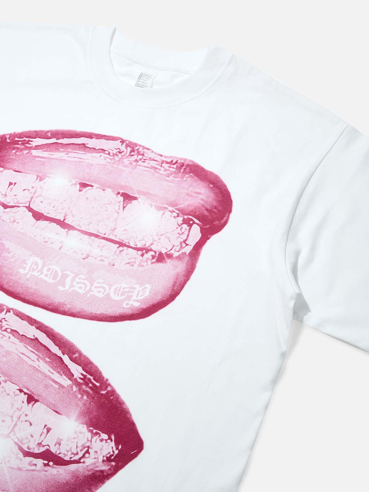 Purple Monochrome Vintage Lips Print T-shirt