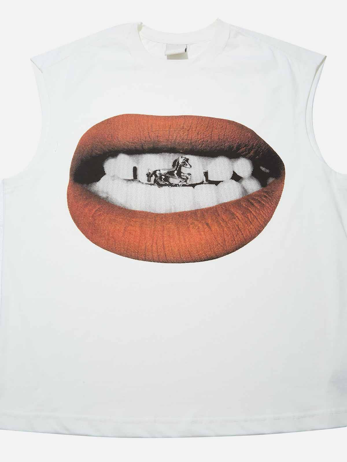 Trendy ICON Lips Print Tank Top