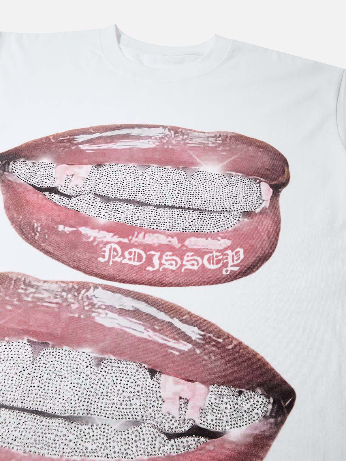 Glittering Diamond Grills Print Tee