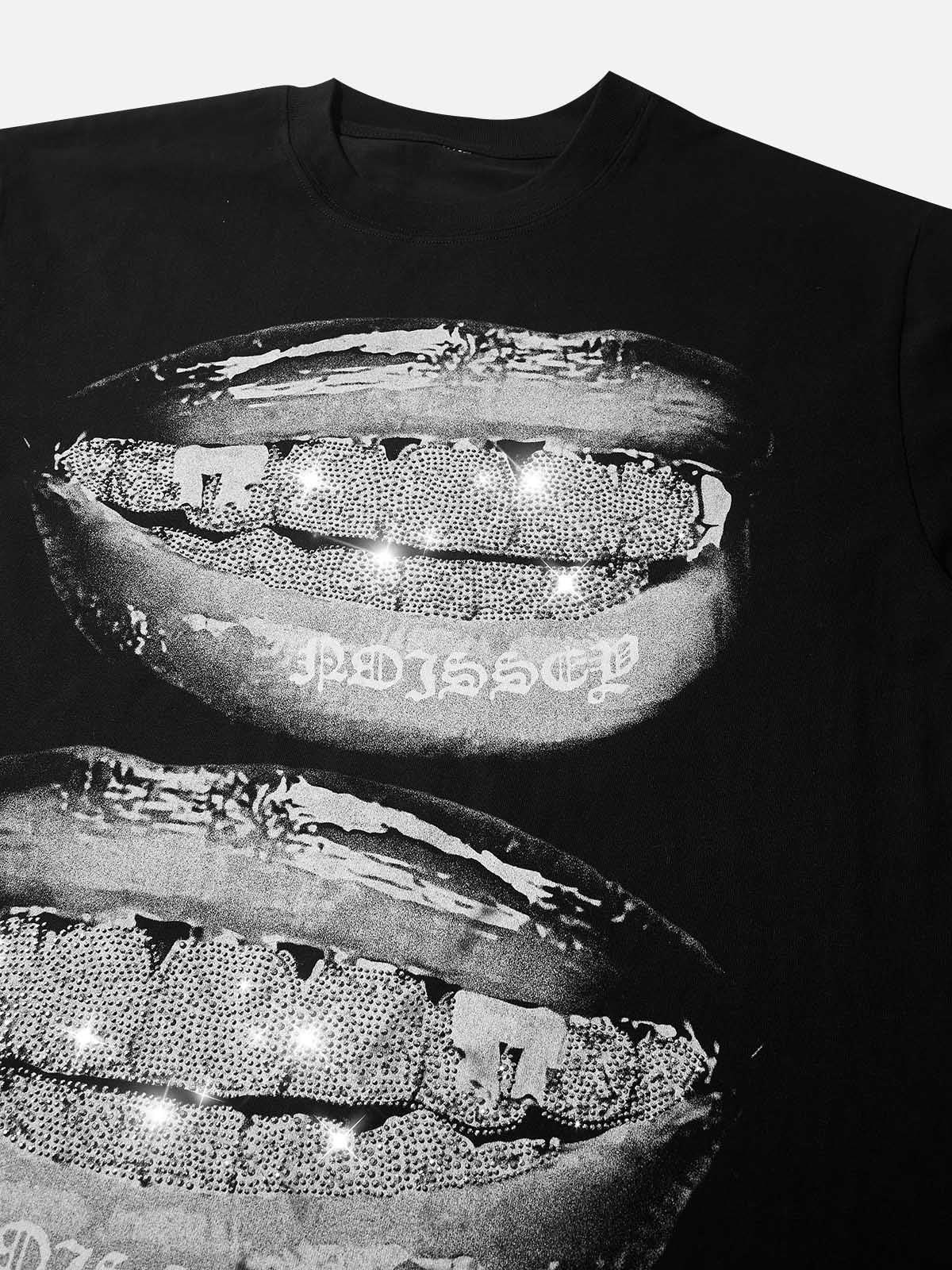 Glittering Diamond Grills Print T-Shirt