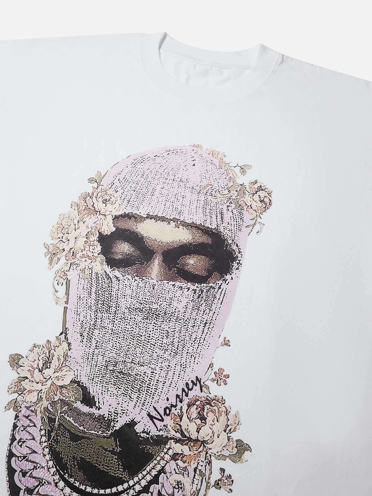 Vintage Knit Balaclava Print T-shirt