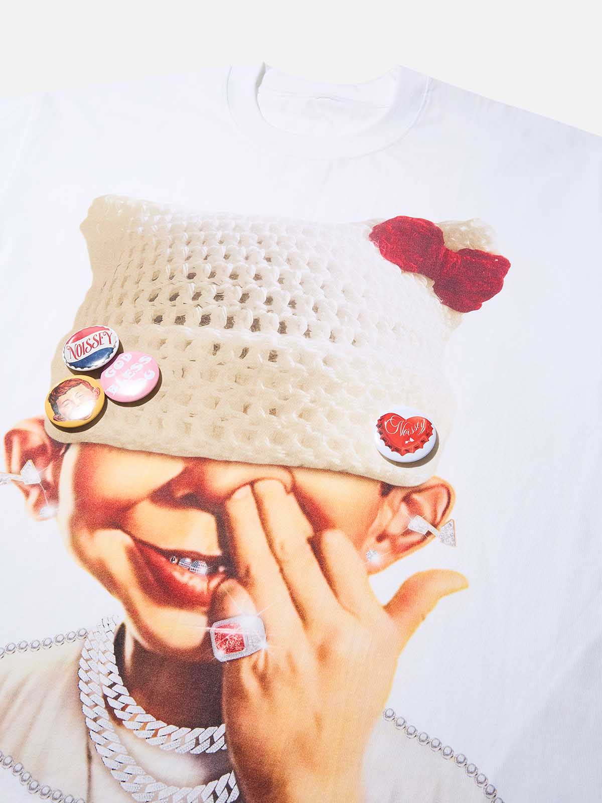 Badge DIY! bad boy's woolen hat print T-shirt