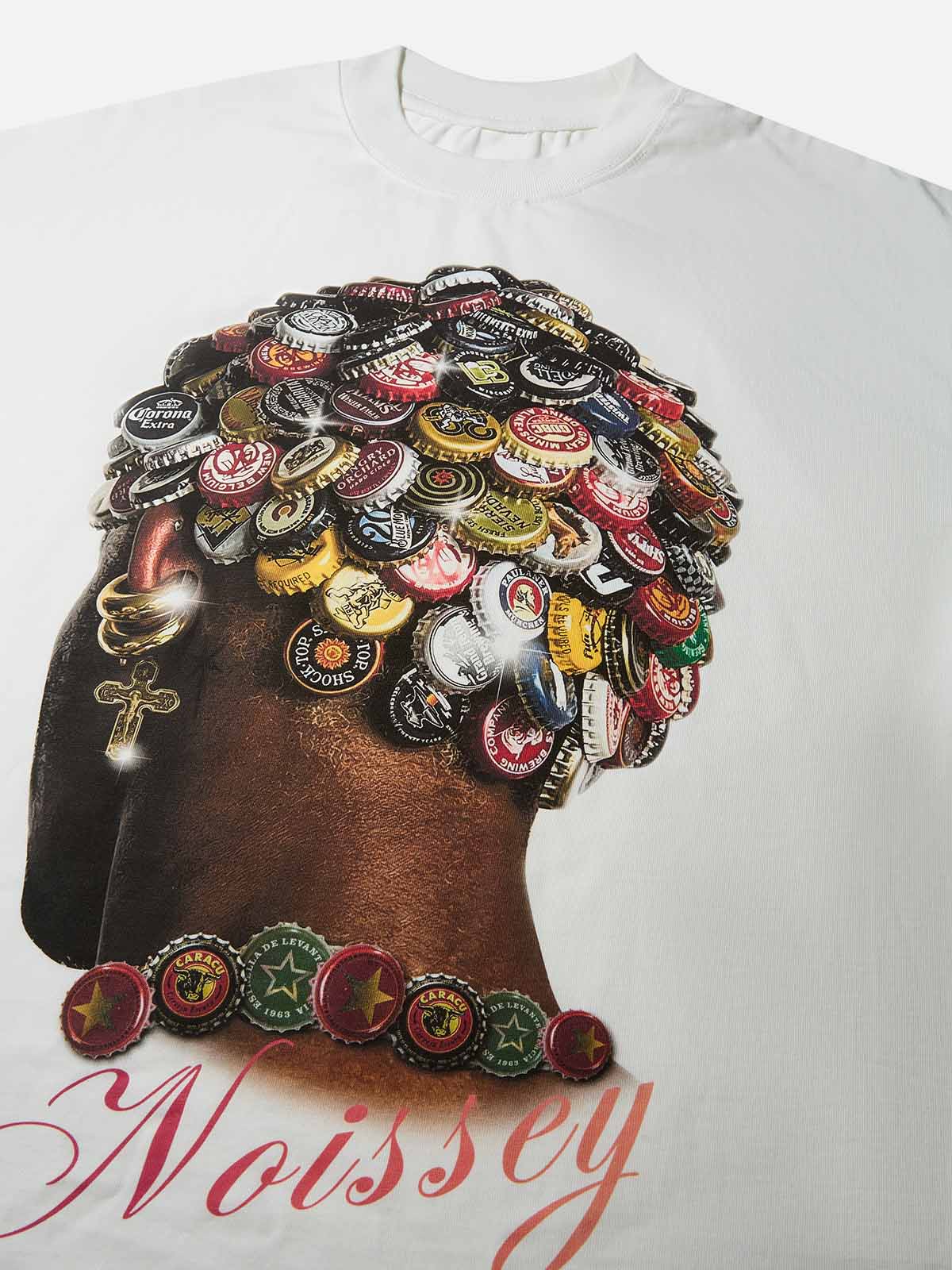 High quality Wild bottle top head print 310g T-shirt