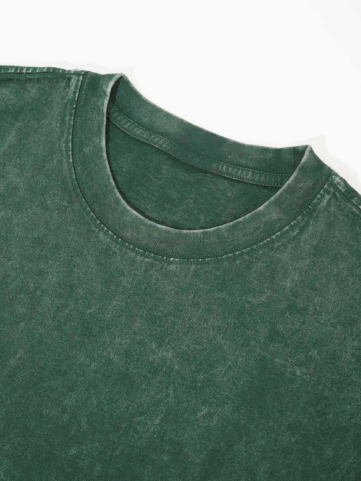 Colorful Diamond Brown Cat-Ear Cat & Street Girl Washed Print T-shirt