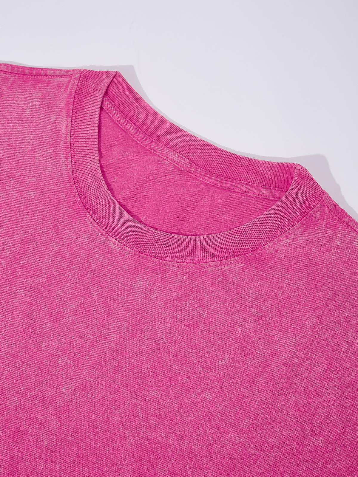 Trendy Pink Diamond-Embellished Head Print Wash T-shirt