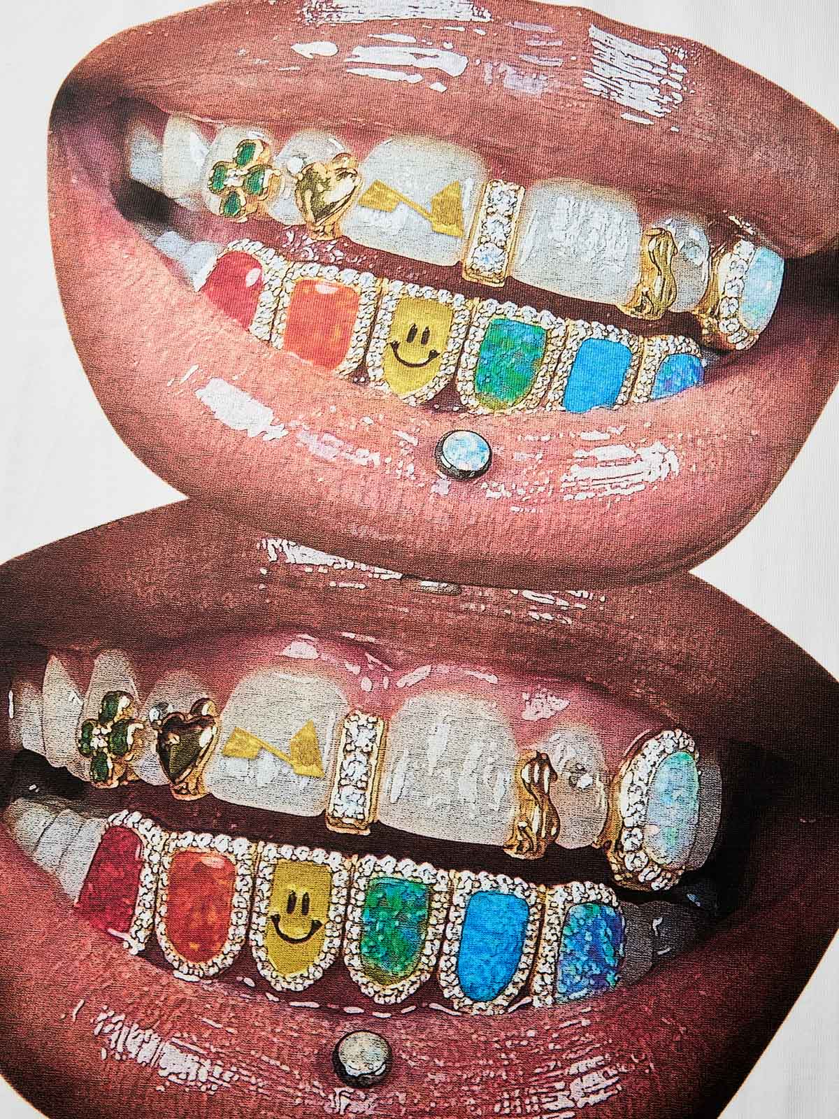 Iridescent Gem Grills Lip Print 310g T-shirt