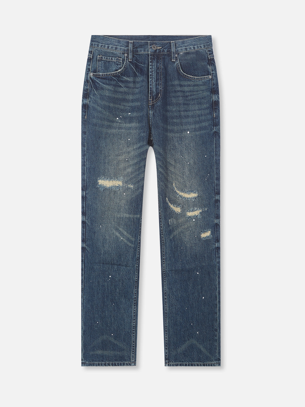 UNLEASH VOICE© Ink Splatter Straight-Leg Ripped Jeans