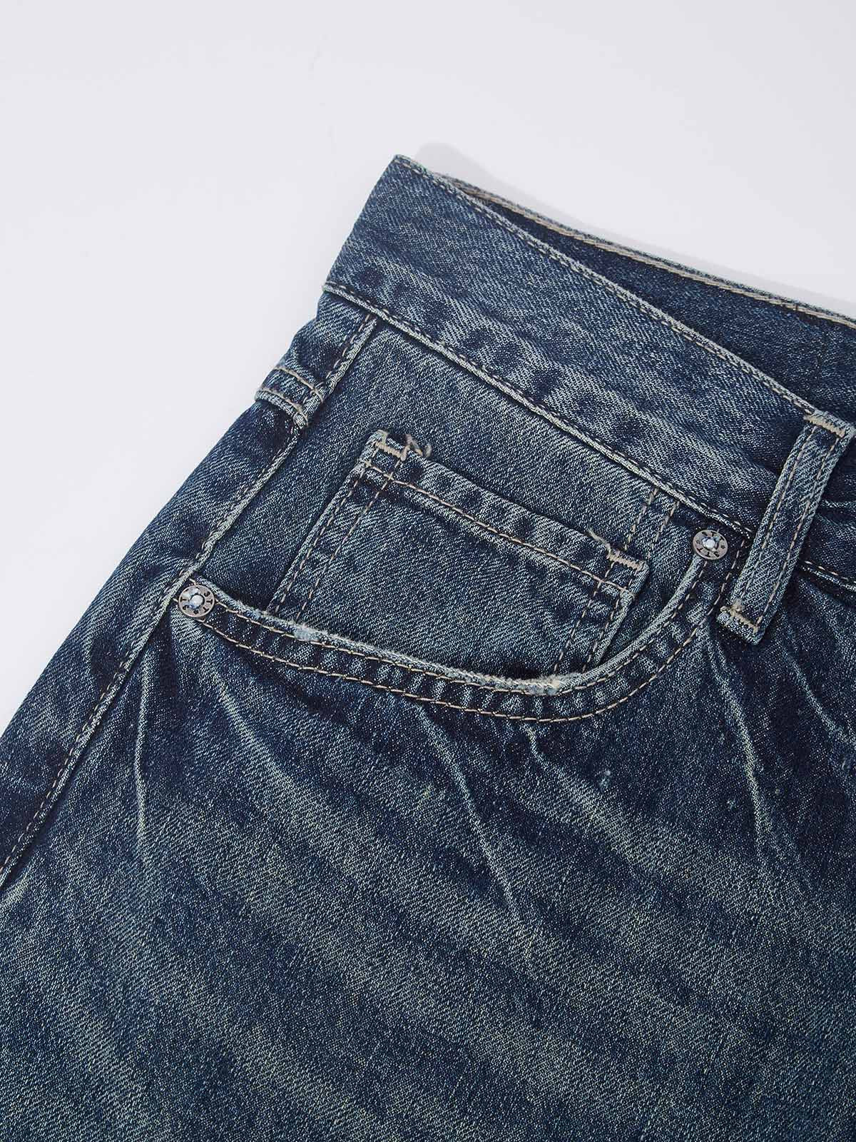UNLEASH VOICE© Jeans mit geradem Bein und Rissen in Ink Splatter-Optik
