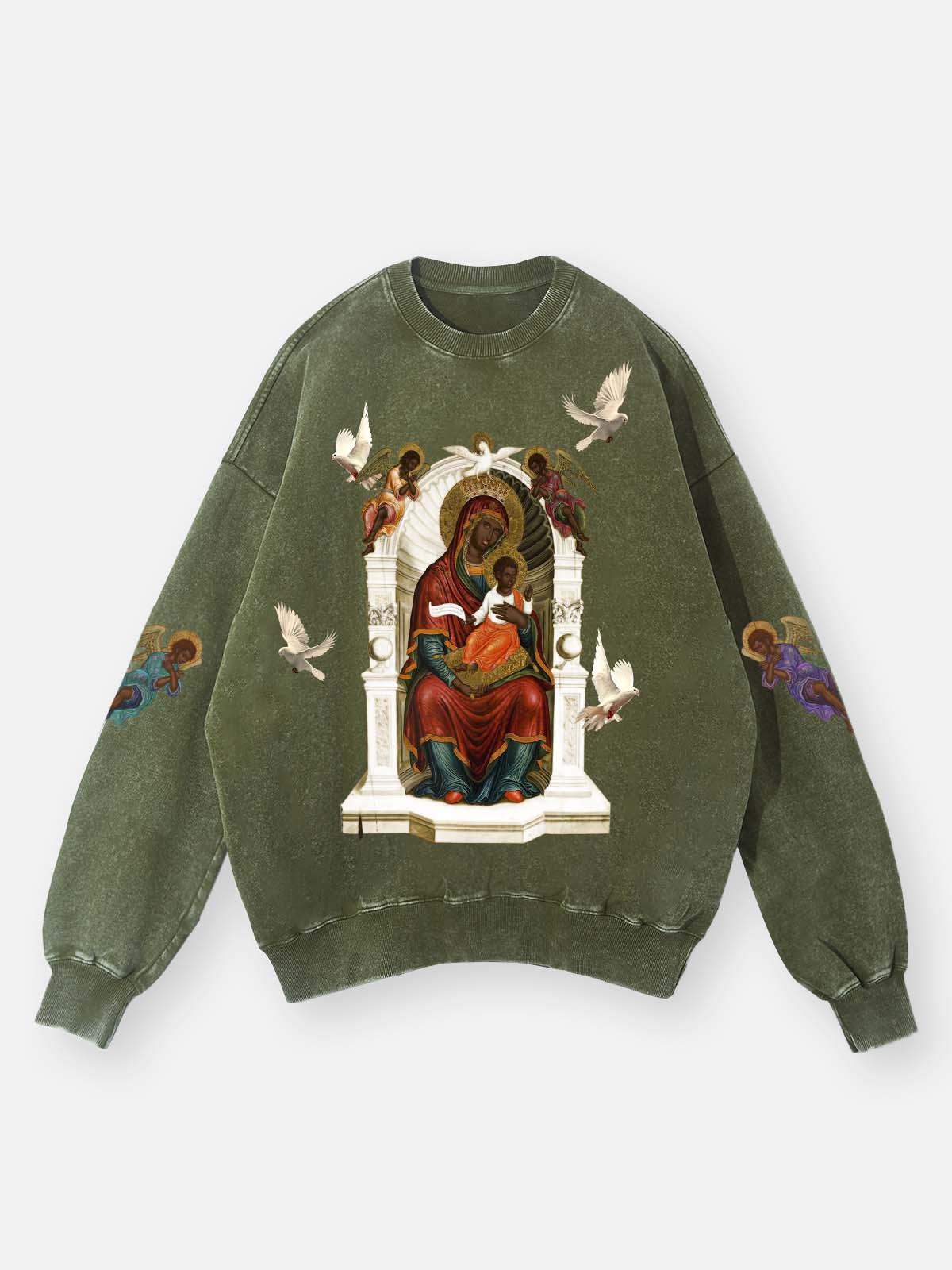 UNKNOWN ALLURE© Black Madonna and Child Mural 350g Round-neck Sweatshirt