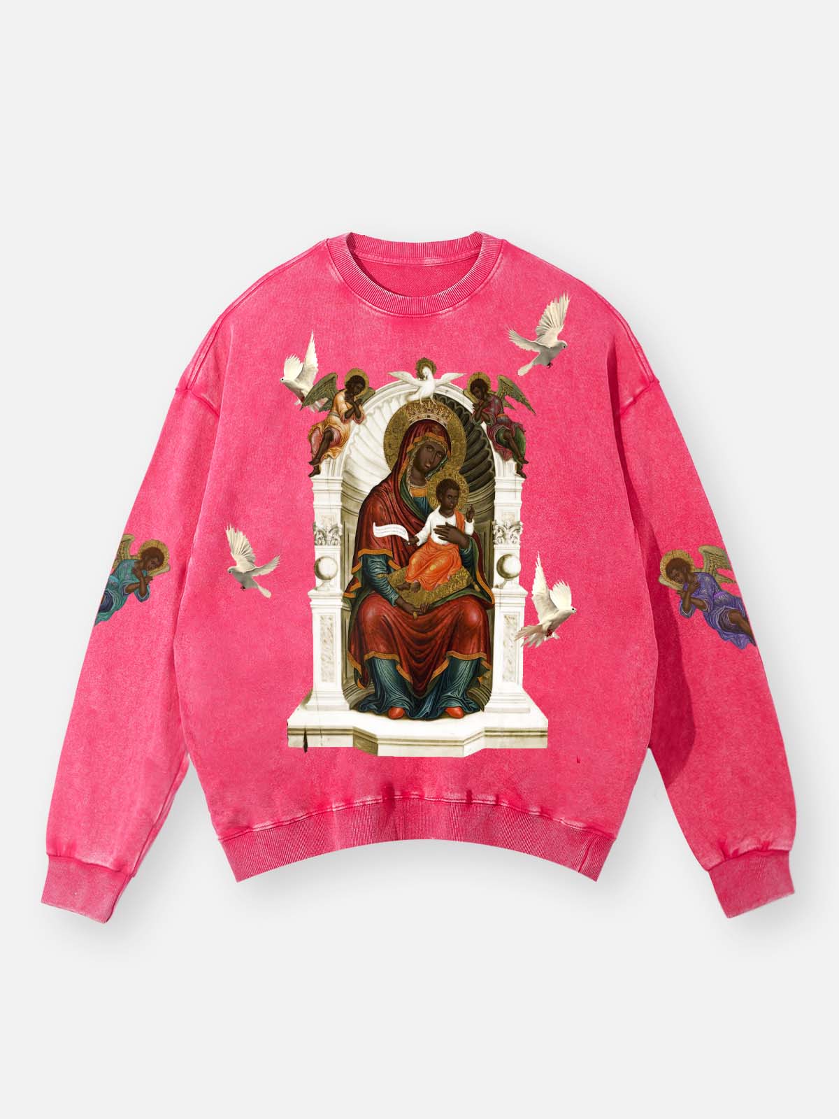 UNKNOWN ALLURE© Black Madonna and Child Mural 350g Round-neck Sweatshirt