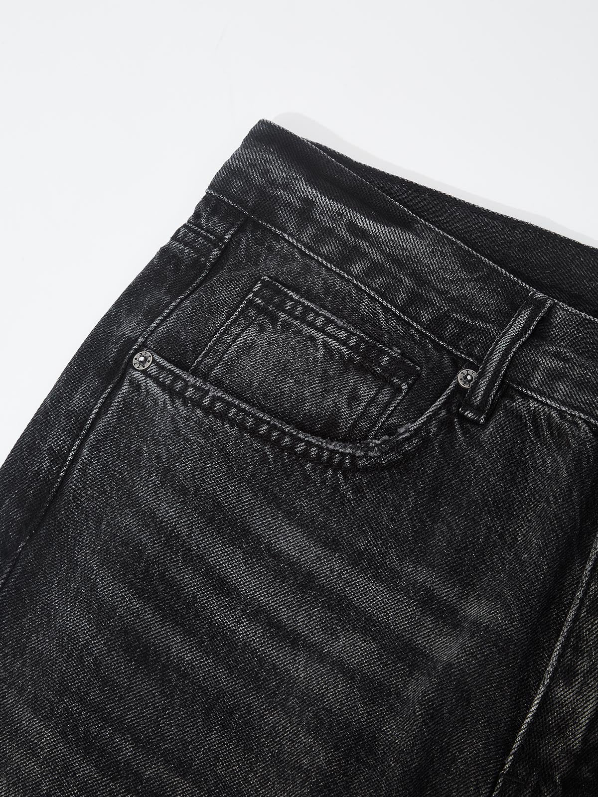 OBSTACLES &amp; DANGERS© Jeans mit geradem Bein und dekonstruiertem Kettenmuster