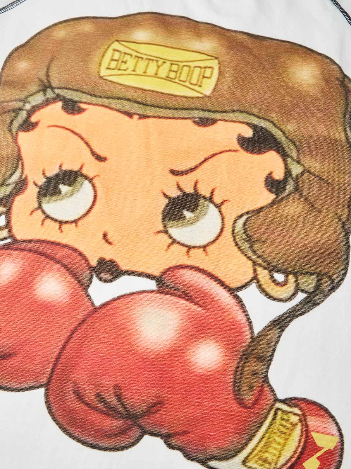 Cartoon Girl Boxing Print Striped T-shirt