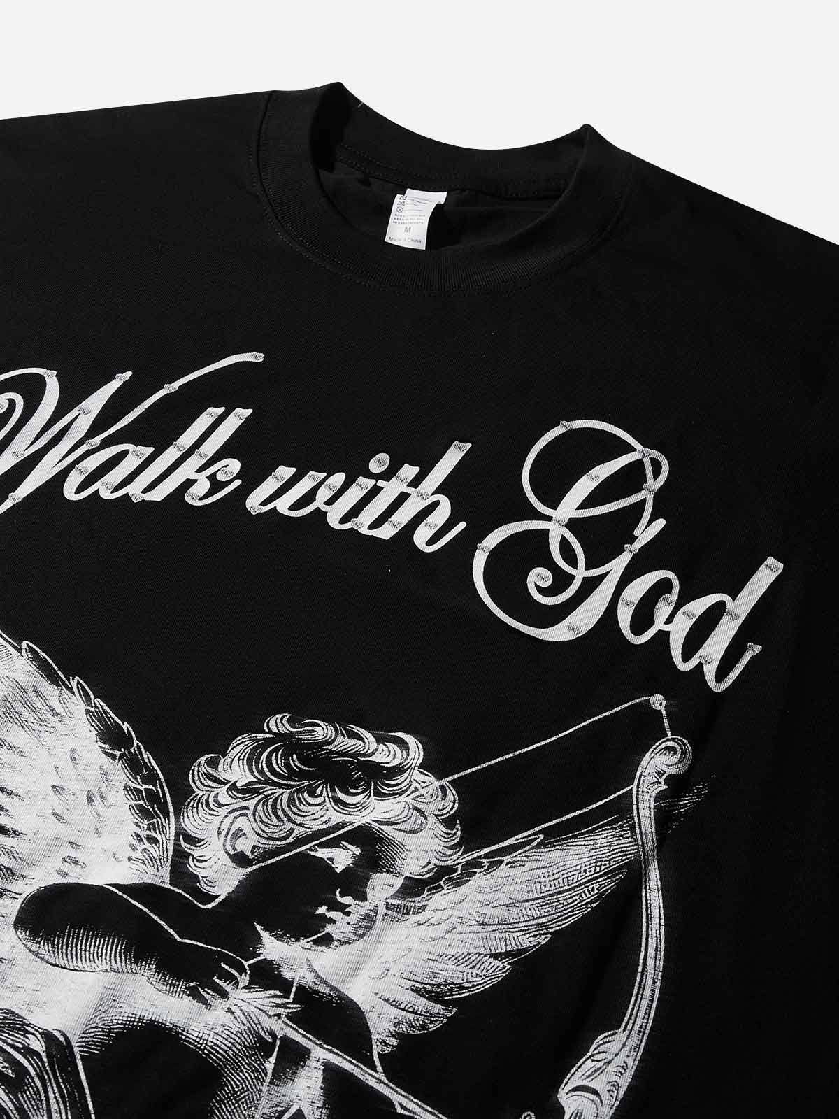 Walk with God angel rhinestone print long sleeves
