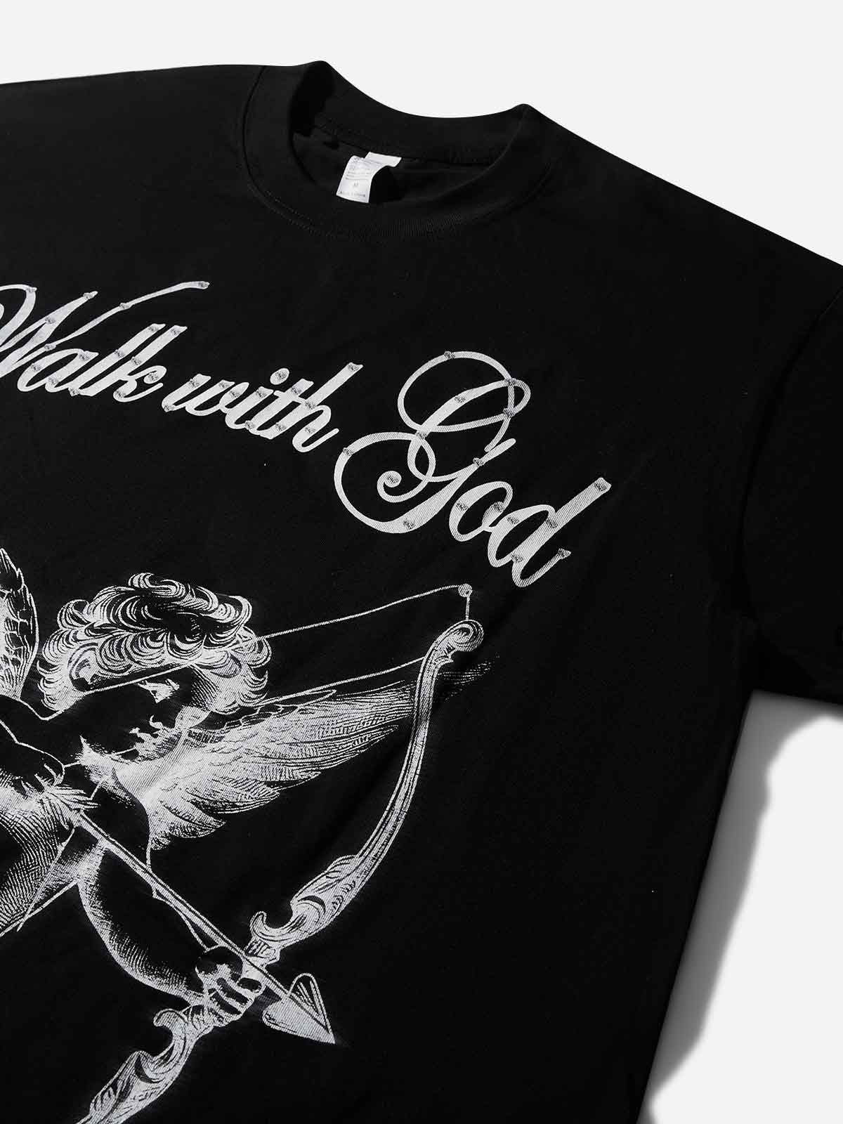 Walk with God angel rhinestone print long sleeves