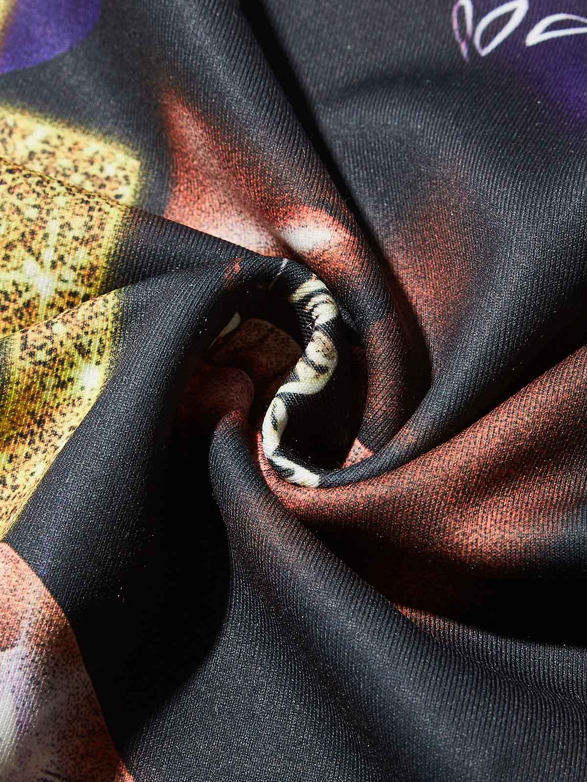 Purple Paisley Prints Headscarf Character Air-Layer Reversible Long Sleeve