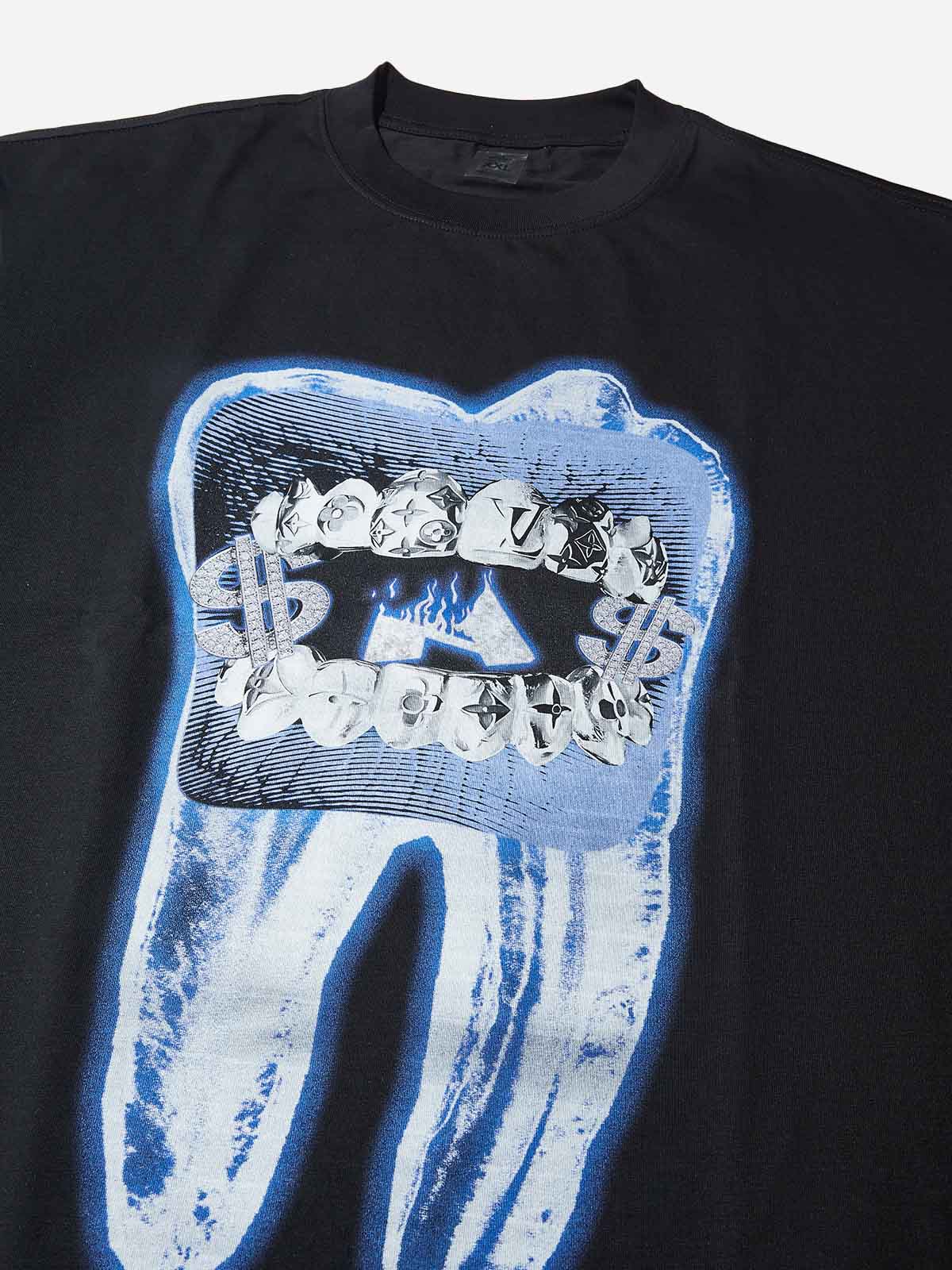Grills Tooth Print Black  T-shirt