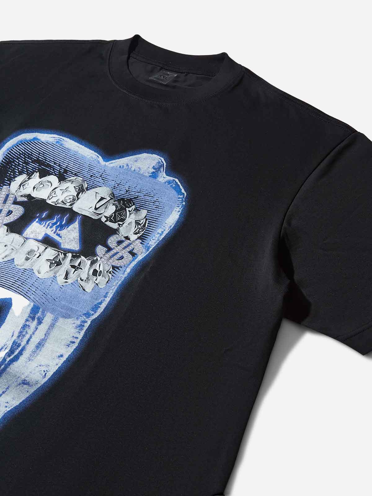 Grills Tooth Print Black  T-shirt