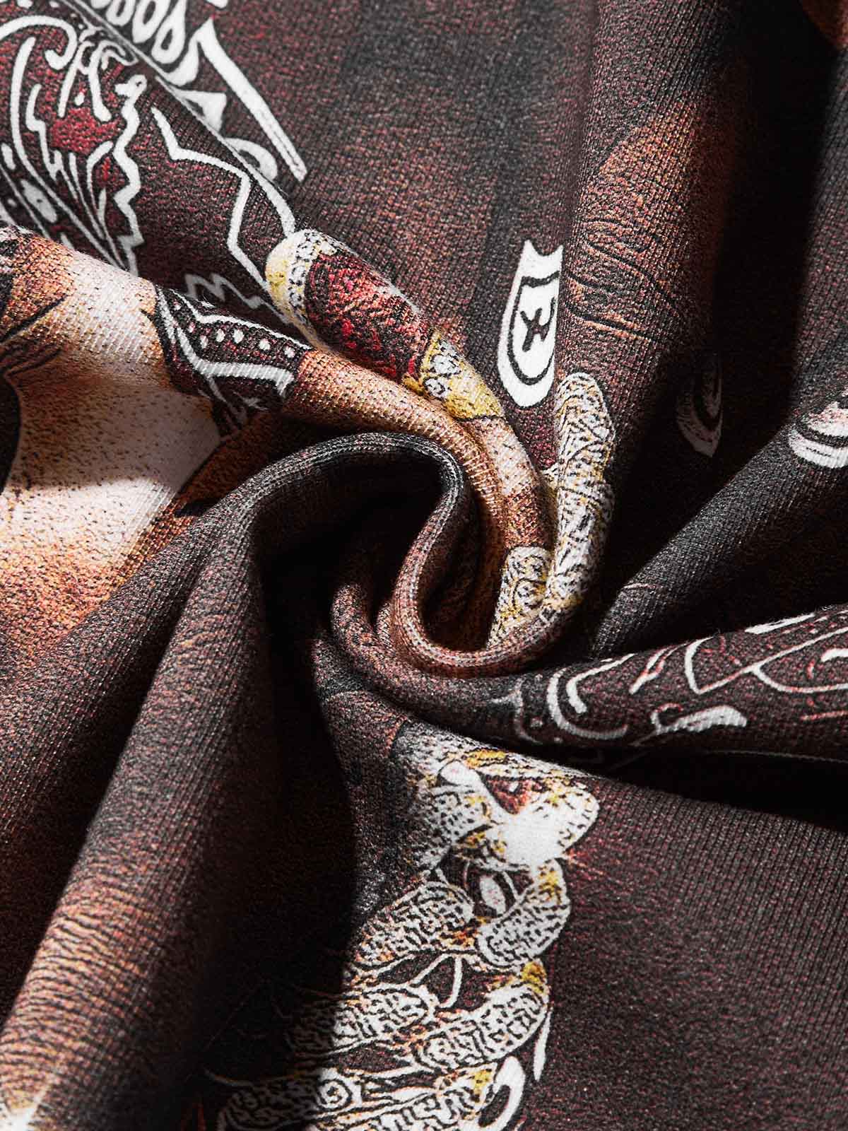 Red Paisley Prints Headscarf Character Long-Sleeve Print