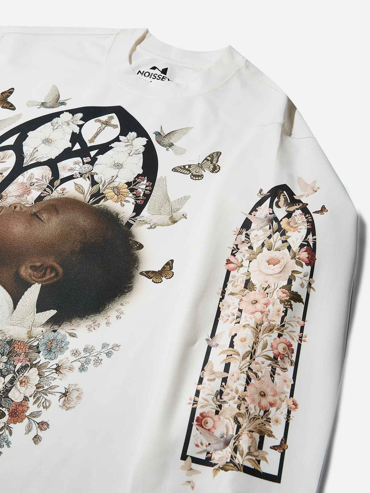 Child Praying Before Ornate Window Print White Air-Cotton Long-Sleeve Shirt