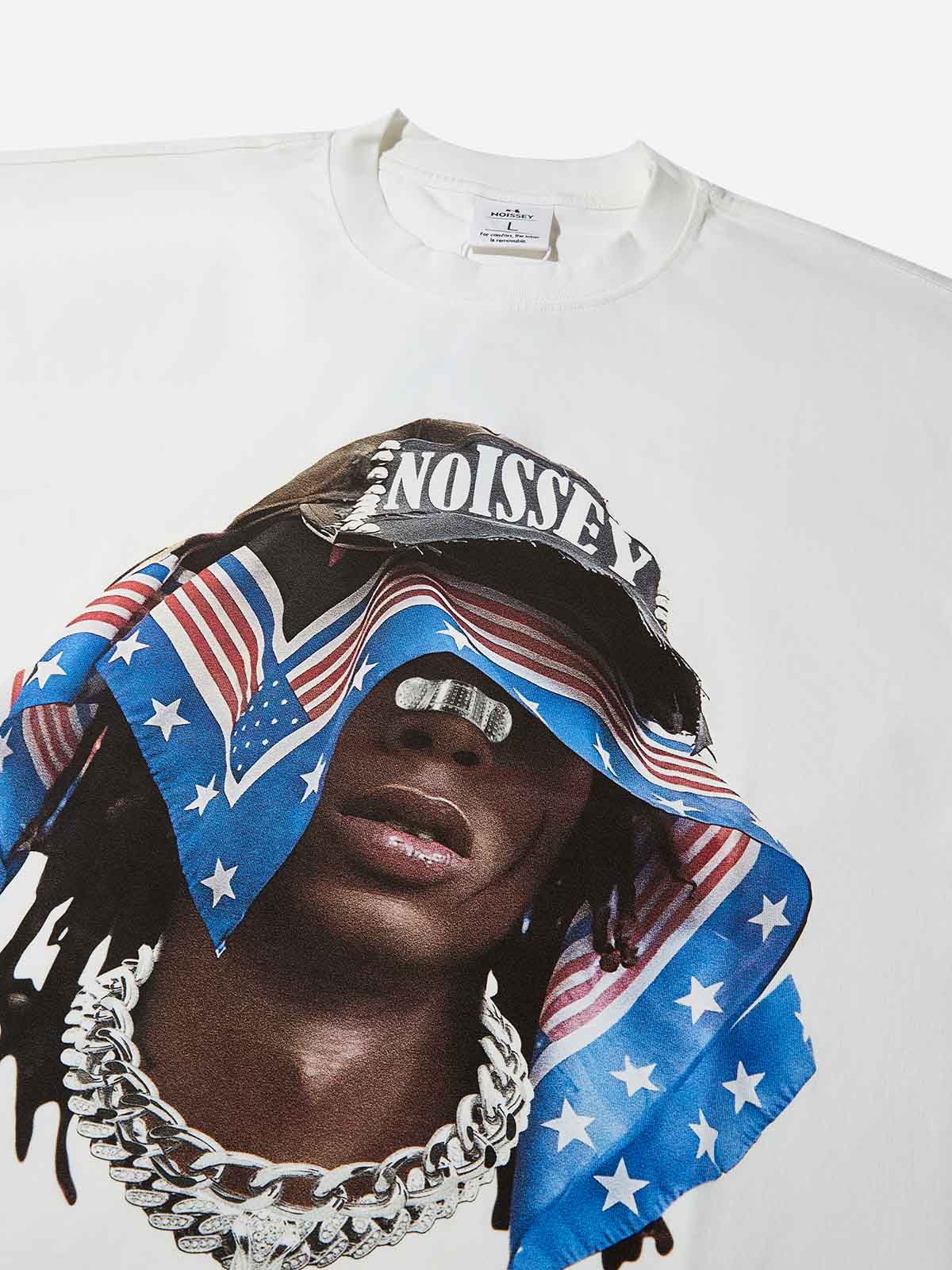 Boxy oversized T-shirt with Headscarf Art Figure Print
