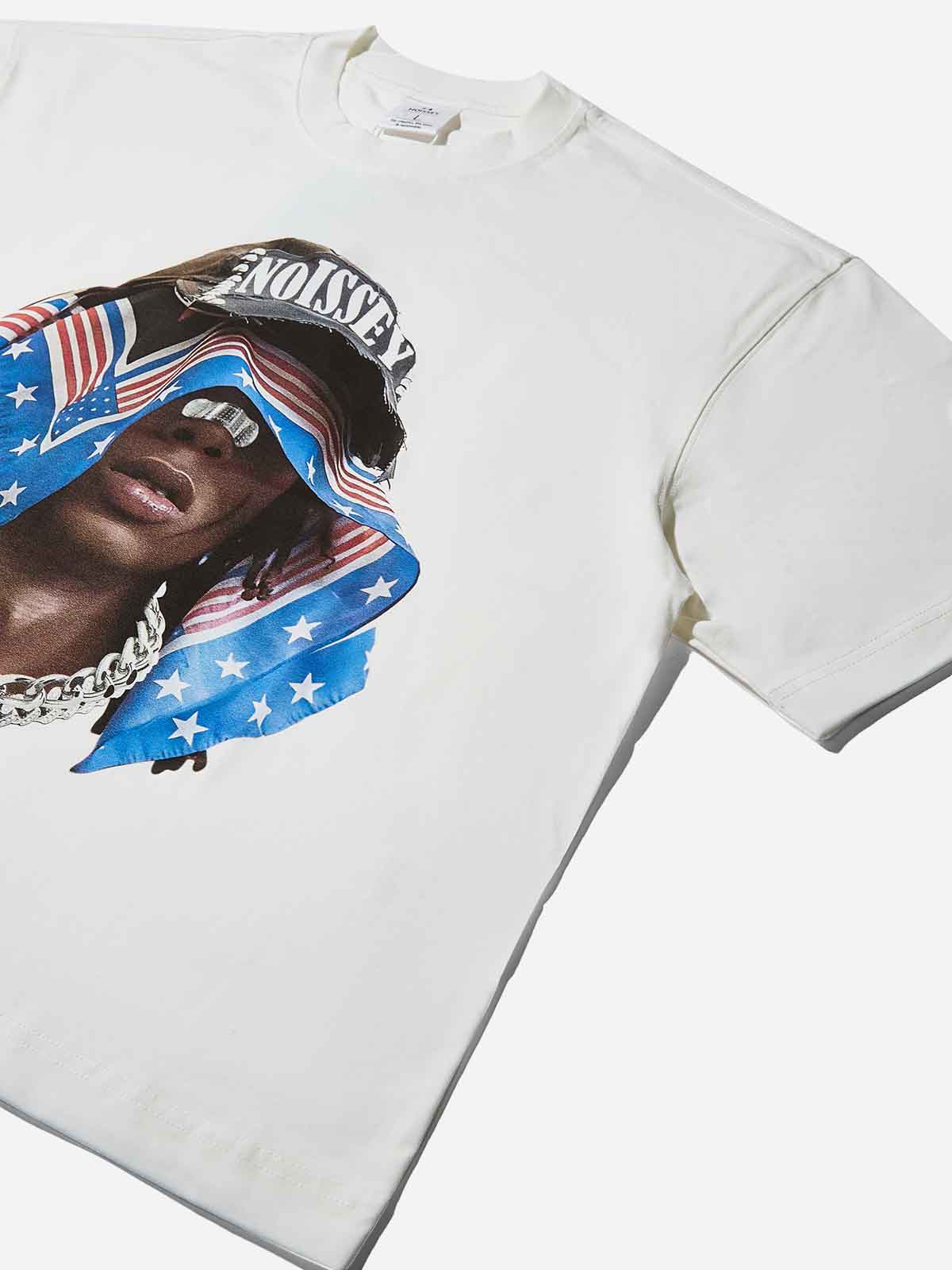 Boxy oversized T-shirt with Headscarf Art Figure Print