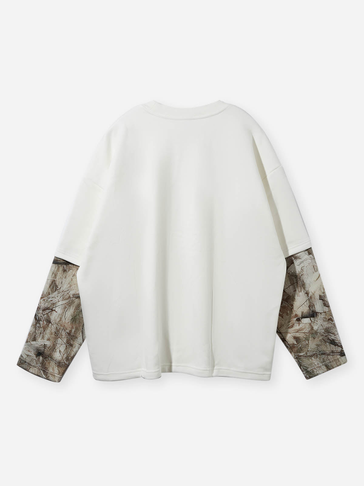 Diamond Tree Pattern Character Print Fake Two-Piece Long-Sleeve