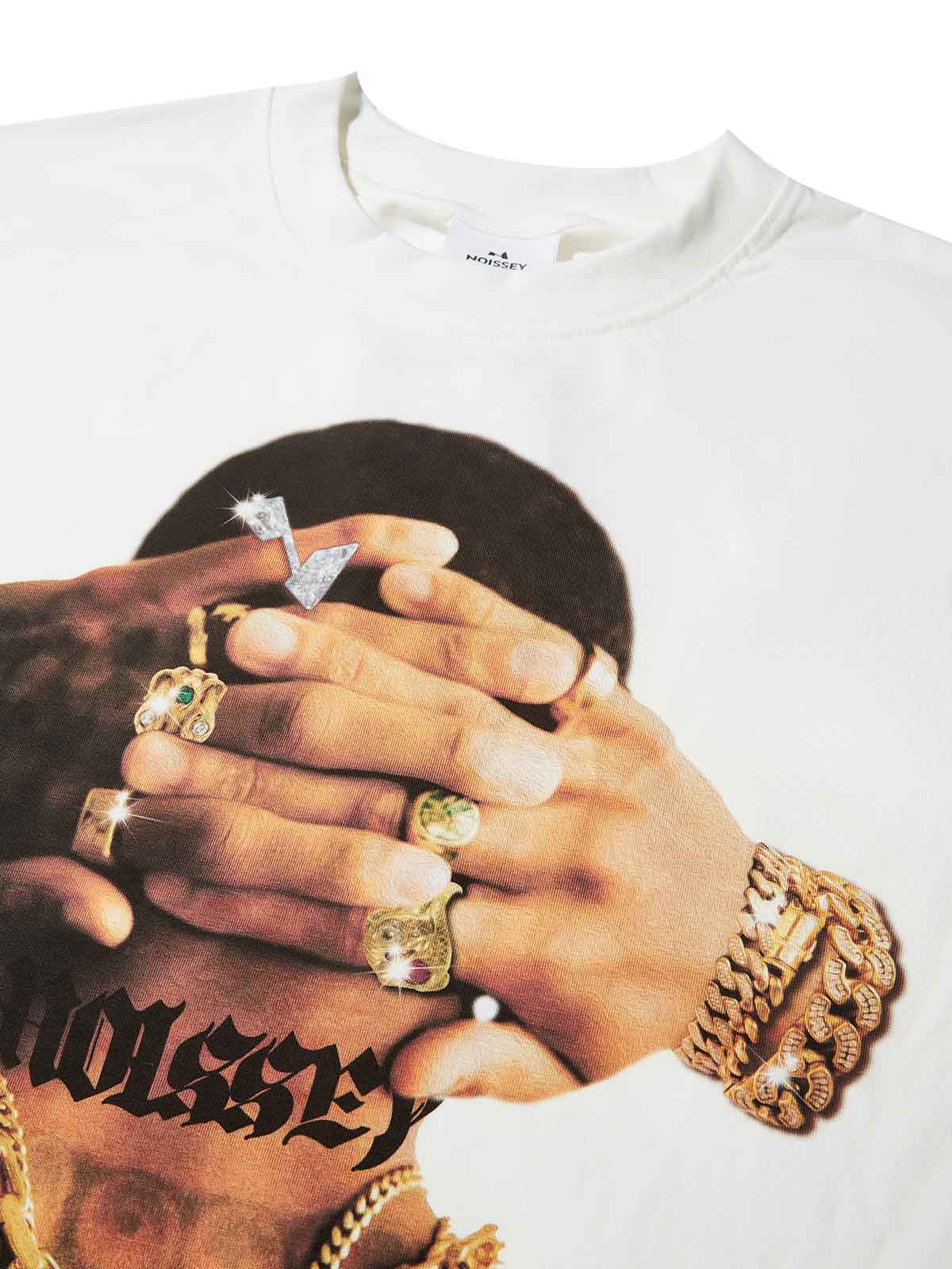Sexy Back Golden Necklace Figure Print Boxy Oversized T-shirt