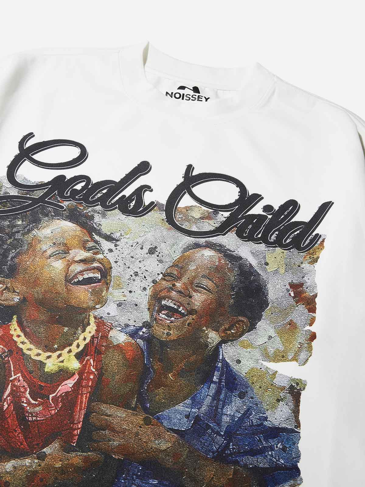 GOD'S CHILD Gradient Print White Air-Cotton Long Sleeve